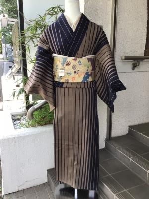 レトロな帯に縞の紬のコーディネート | 時代布池田ブログ