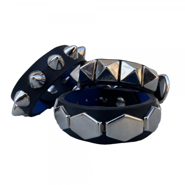 更新0616□-棘男-1 row studs leather wristband□最終予約案内