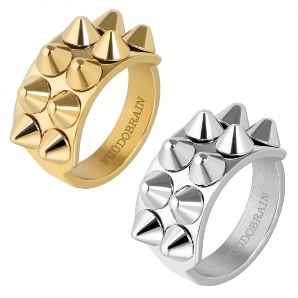 更新0820□FUUDOBRAIN_2 row conical studs ring□ご予約受付中