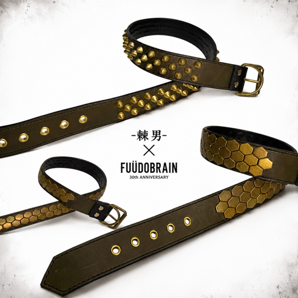 更新0714□-棘男- x FUÜDOBRAIN_dusty green studs belt□pre-order