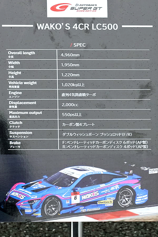 レクサス LC500 スーパーGT GT500 #6 WAKO'S 4CR Lexus LC500 Super GT