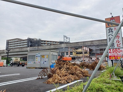 都筑区センター北の3月に閉店した「熟成焼肉いちばん」が解体されまし