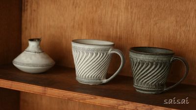 林さとみ　粉引丸そぎ　マグカップ　プレート 林さとみ 粉引丸そぎ マグカップ プレート SatomiHayashi Pottery
