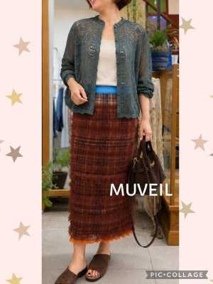 8/4☆MUVEILメッシュローズカーディガン＆チュールフリルスカート