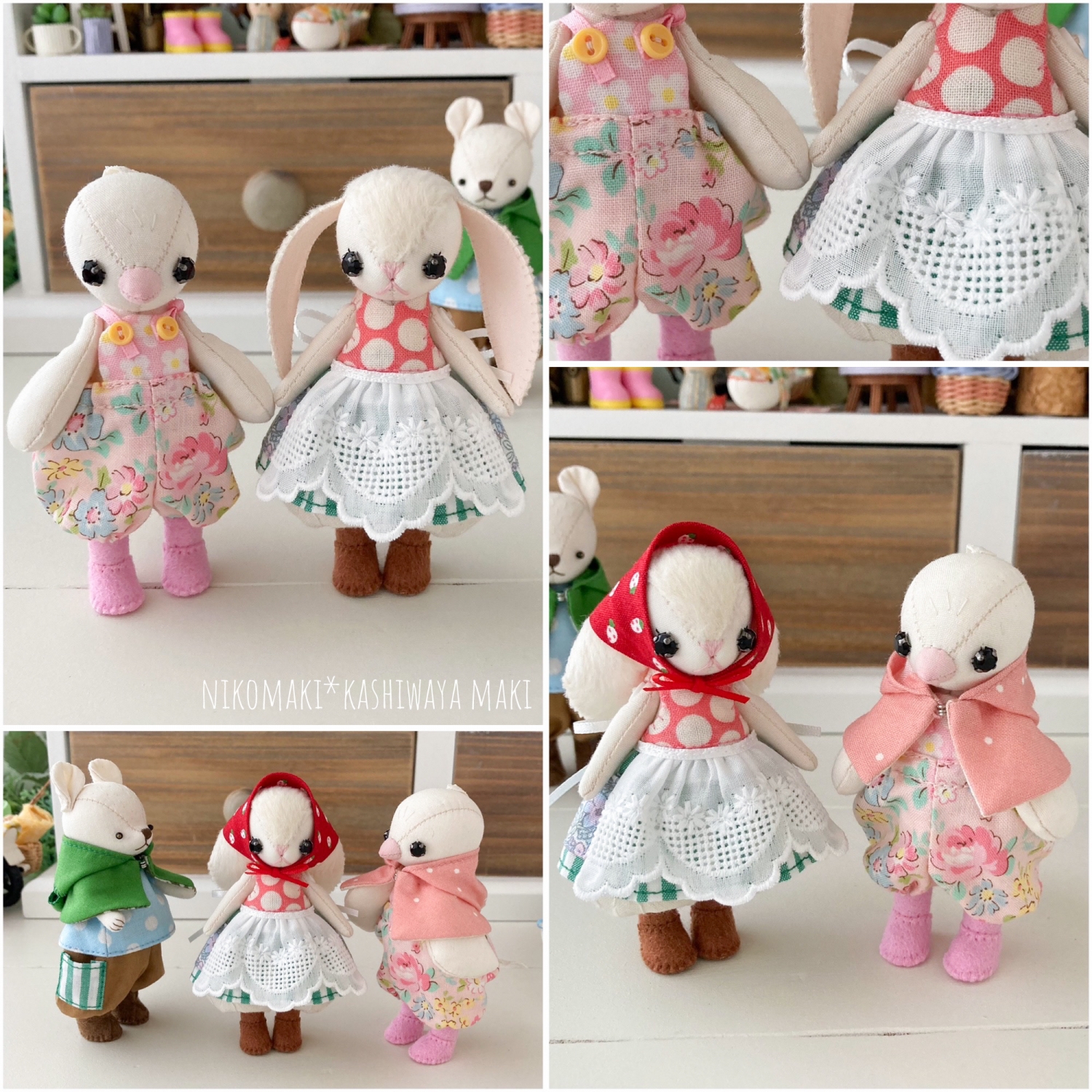 オーダー たれ耳うさぎとくまちゃんとコトリちゃん / custom