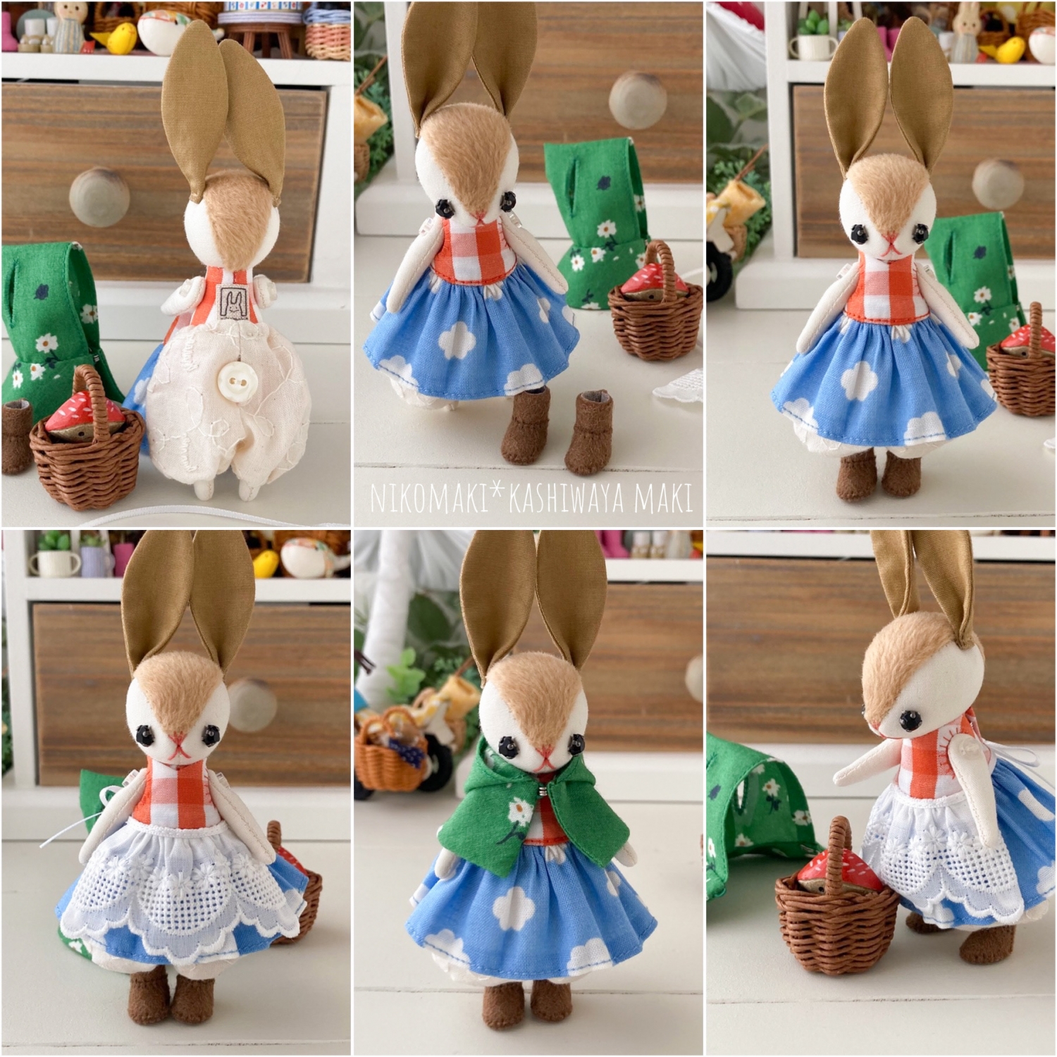 未使用人形作家Bruno ブルーノ魔法のネコの黒ニャム、ウサギのMimi