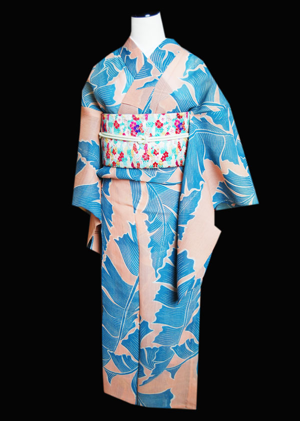 夏着物　小千谷縮　柄は涼しげ 新古品】 夏物 小千谷ちぢみ 着物 未使用 本麻 麻 本場小千谷