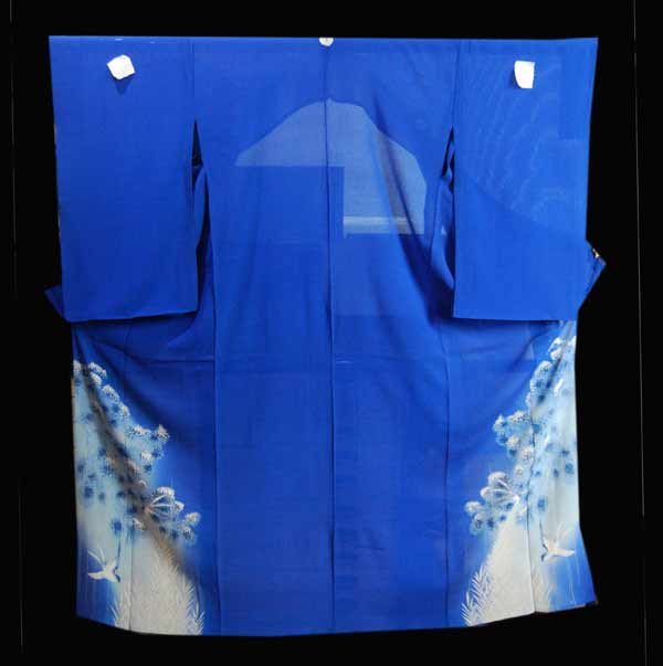 絽縮緬 青地鳥文様色留袖 | kimono sarasa