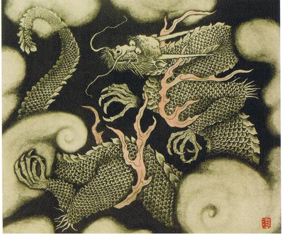 小泉淳作 銅版画 雲龍図 掛け軸 - メルカリ