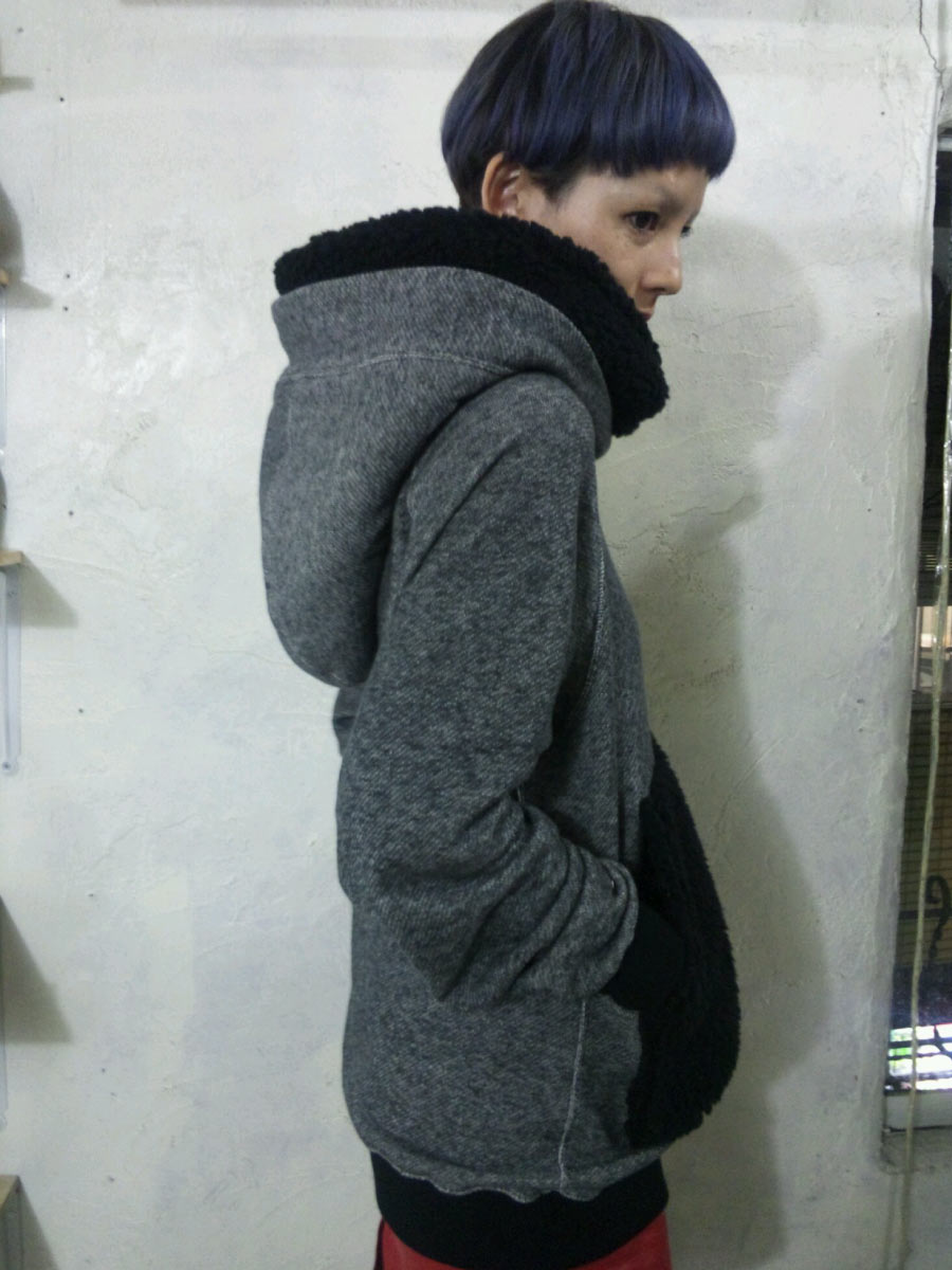 banal chic bizarre 名作 ボアパーカー archive 希少 banal chic bizarre バナルシックビザール】黒スウェット×ボア