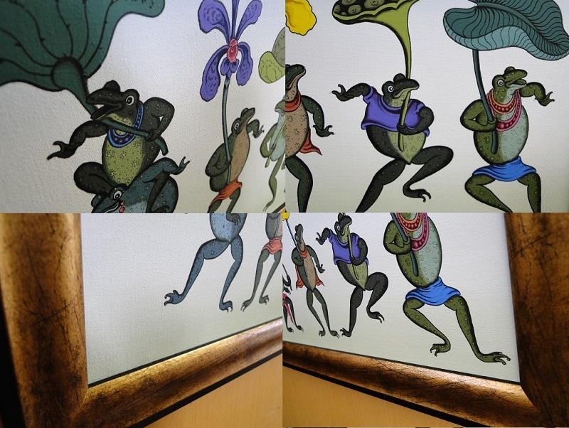 バリ絵画 カエル アジアン雑貨 蛙 インテリア かえるアート