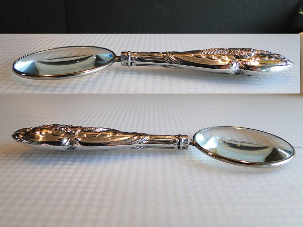 HOT，豊富な イギリス 1903年 ハンドルが純銀925の虫眼鏡 ルーペ