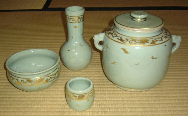 茶道具 香合 真清水蔵六 青磁貝香合 冴えわたり