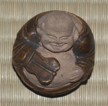 c792 大樋焼 布袋様 布袋さん 「大樋」印あり 布袋 布袋尊像 合わせ箱