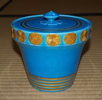 Ｒ１２０　水指　『阿漕焼』『福本月堂造』『唐津風末広水指』　共箱　茶道具 R120水指『阿漕焼』『福本月堂造』『唐津風末広水指』共箱茶道具