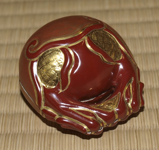 茶道具 竜谷焼 宮川香雲作 木魚香合 共箱 V R4892