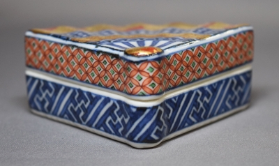 茶道具 祥瑞金彩開扇香合 五代三浦竹泉 工芸品