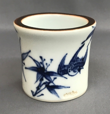 湊焼青交趾竹節蓋置茶道具