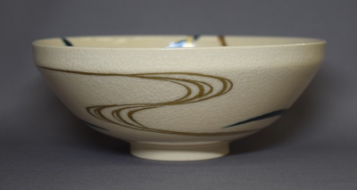 【茶道具】 色絵乾山桜花画茶碗 清閑寺窯 杉田祥平作 茶碗　A381 栗山園オンライン通販部 / 【出物】 色絵桜花画茶碗 清閑寺窯
