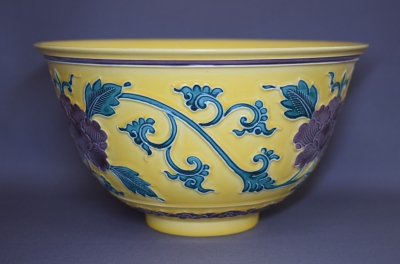 黄交趾鳳凰   菓子鉢　祥雲作　共箱 黄交趾鳳凰紋 菓子器／懐石鉢 平安雲楽造 共箱 : 茶道具商 越中屋