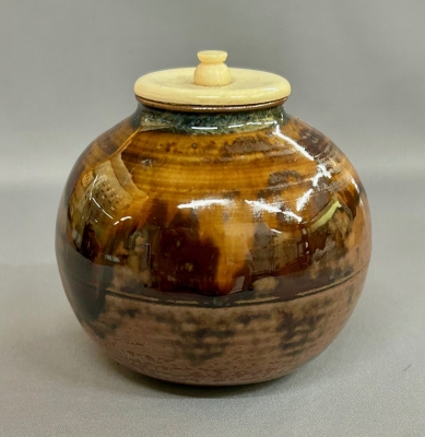 茶道具 高取 丸壺茶入 茶入 亀井楽山 味楽 仕覆 弥左衛門間道 西陣織 亀井味楽 茶入 | 茶道具 小西康のぶろぐ