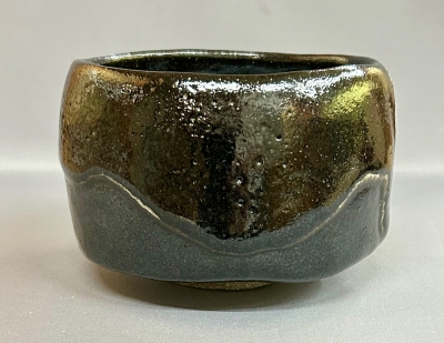 九代大樋長左衛門　黒四方茶碗 銘「好日」黒茶碗 大樋陶土斎（ 九代大樋長左衛門）造 鵬雲斎書付 ※大樋焼