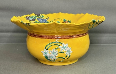 茶道具  水指  中村翠嵐  七宝草花浅黄交趾水指　美品 中村翠嵐 四季草花花丸 黄交趾砂金袋水指 | 茶道具 小西康のぶろぐ