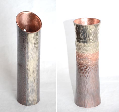 銀流し銅花入れ 2点・・・No.4131、No.4132 | 銅を鎚つ ─ Maystorm