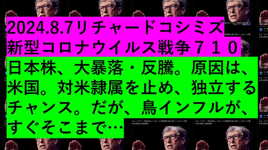 2024.8.7リチャードコシミズ新型コロナウイルス戦争７１０動画を公開します。 | My First JUGEM