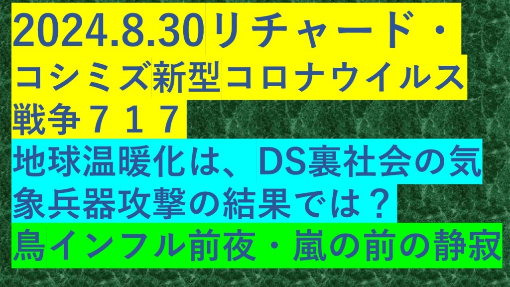 2024.8.30リチャード・ コシミズ新型コロナウイルス 戦争７１７ 動画を公開します。 | My First JUGEM
