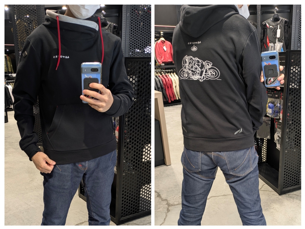 新作/入荷速報】K-1387W 46worksプルアップパーカー！革ジャンのお供に