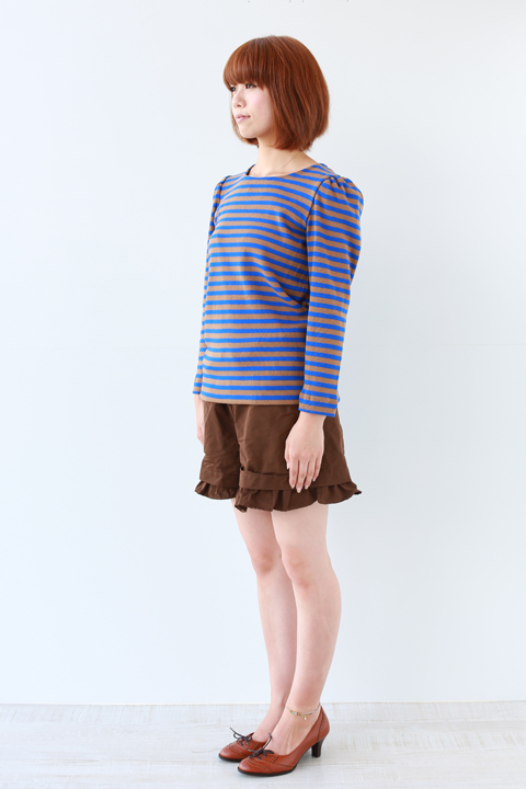 Kaon カオン リボン フリル カットソー Tシャツ 青 ブルー T17 