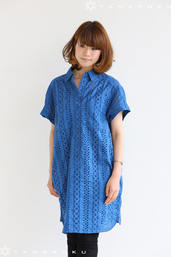 ミュベールワーク シャツワンピース MUVEIL WORK（ミュベールワーク） レースシャツワンピース