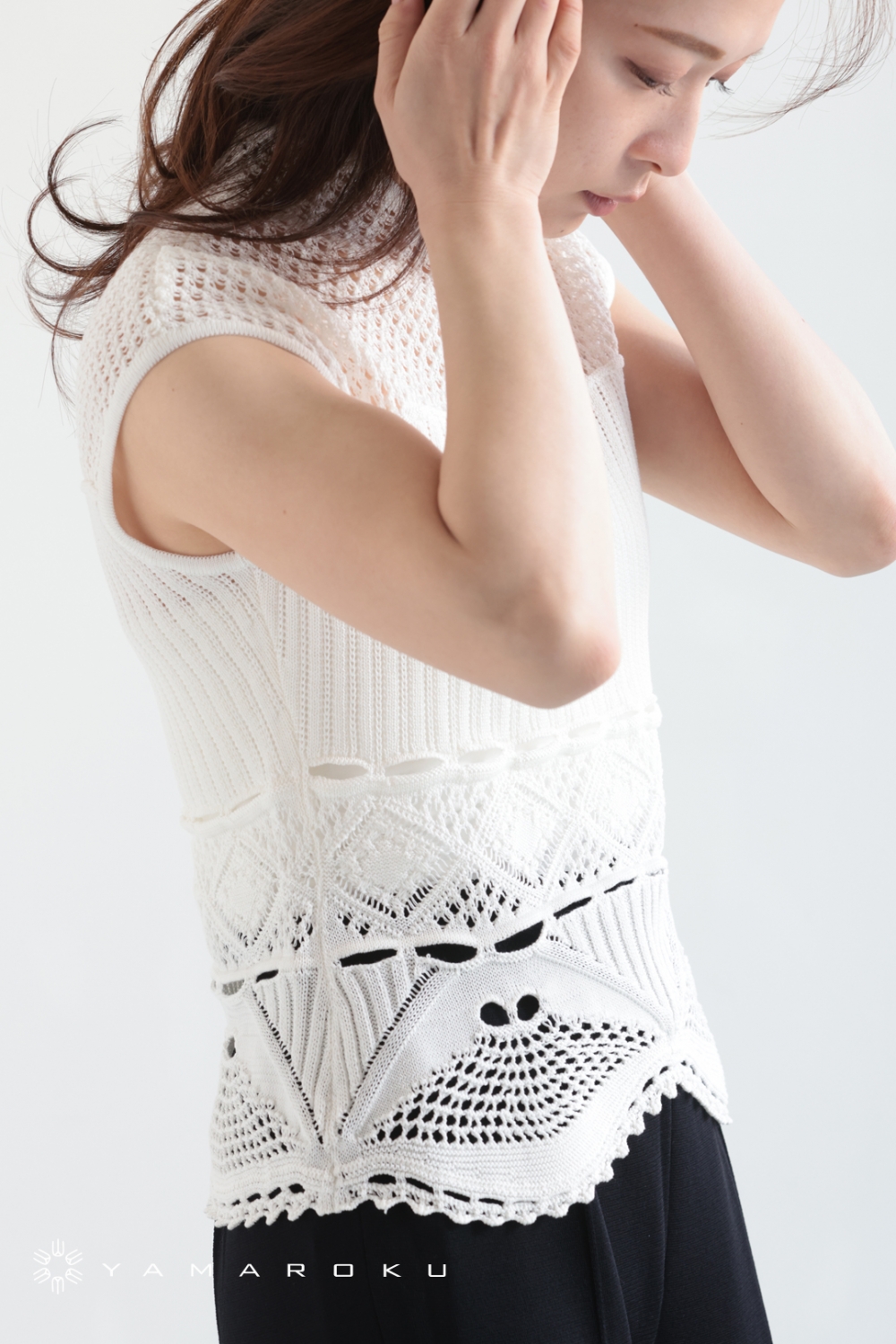 【人気投票 1~37位】ハイブランド人気ランキング！ Mame Kurogouchi(マメ) Top Knitted Sleeveless Lace Cotton ニット/セーター