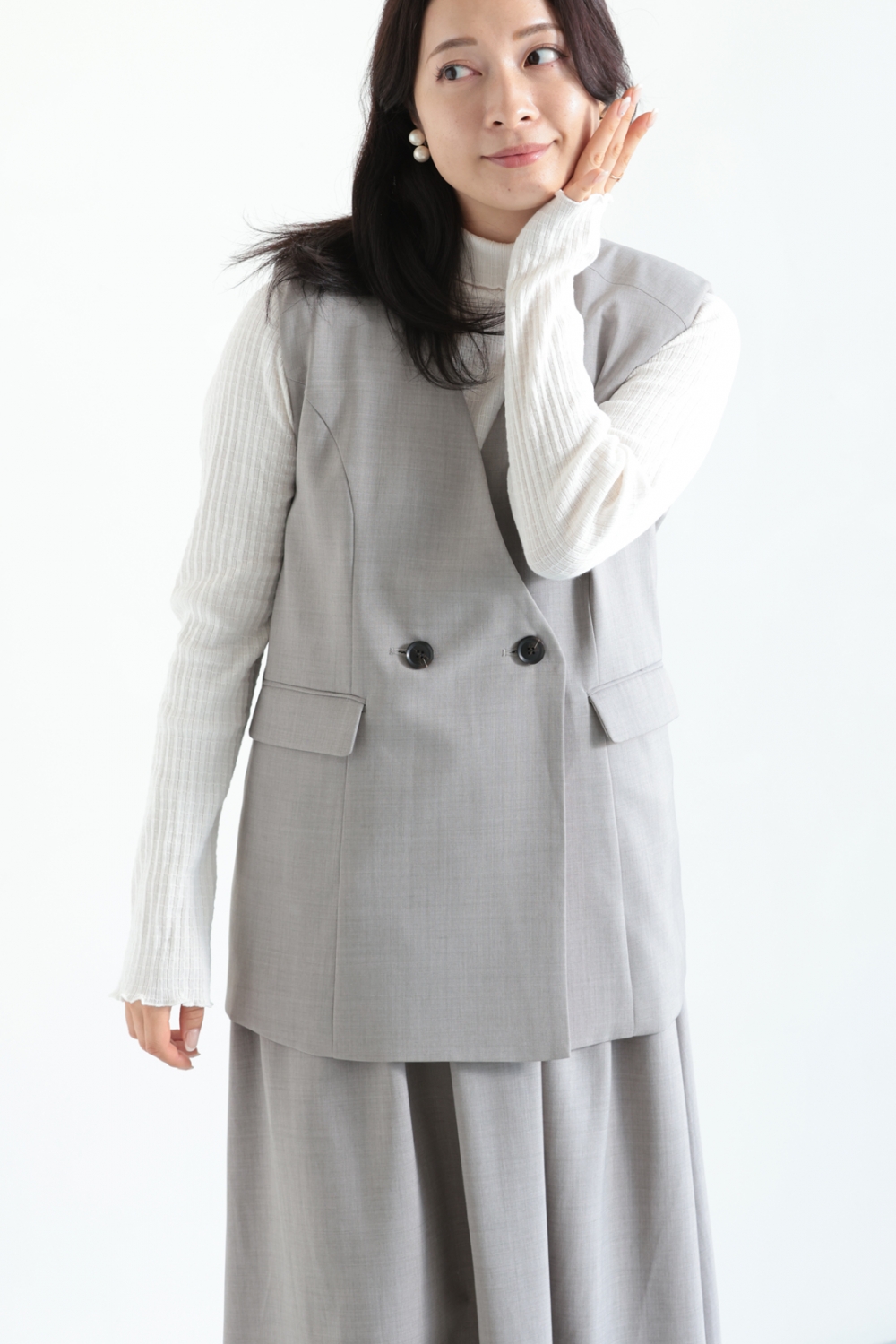 ELENDEEK エレンディーク コンビネーションジレワンピース グレー