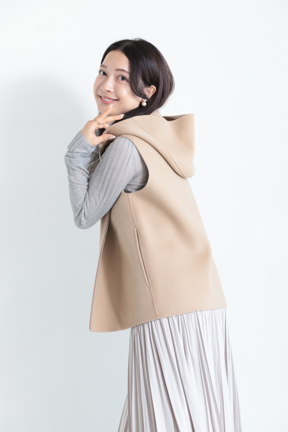 未使用品 セオリー Theory 24AW New Divide GC Hood Zip Vest ベスト ジップアップ カシミヤ混 S グレー /HK ■OS ■SH レディース theory 未使用品 セオリー Theory 24AW New Divide GC Hood Zip