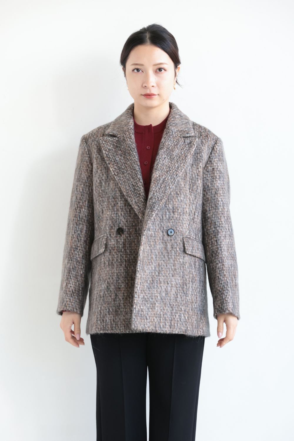 MACPHEE(マカフィ) モヘヤミックスシャギー ダブルブレストジャケット