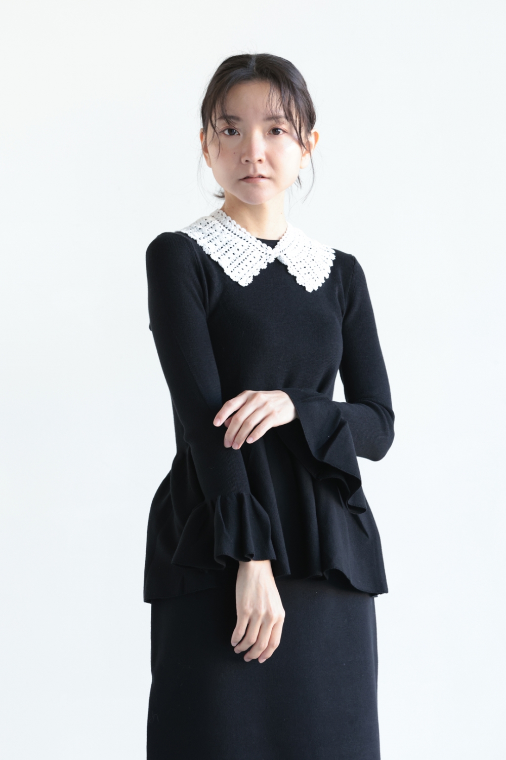 新品　ミュベール　muveil ワンピース MUVEIL フリルヘムニットワンピース | KOKO