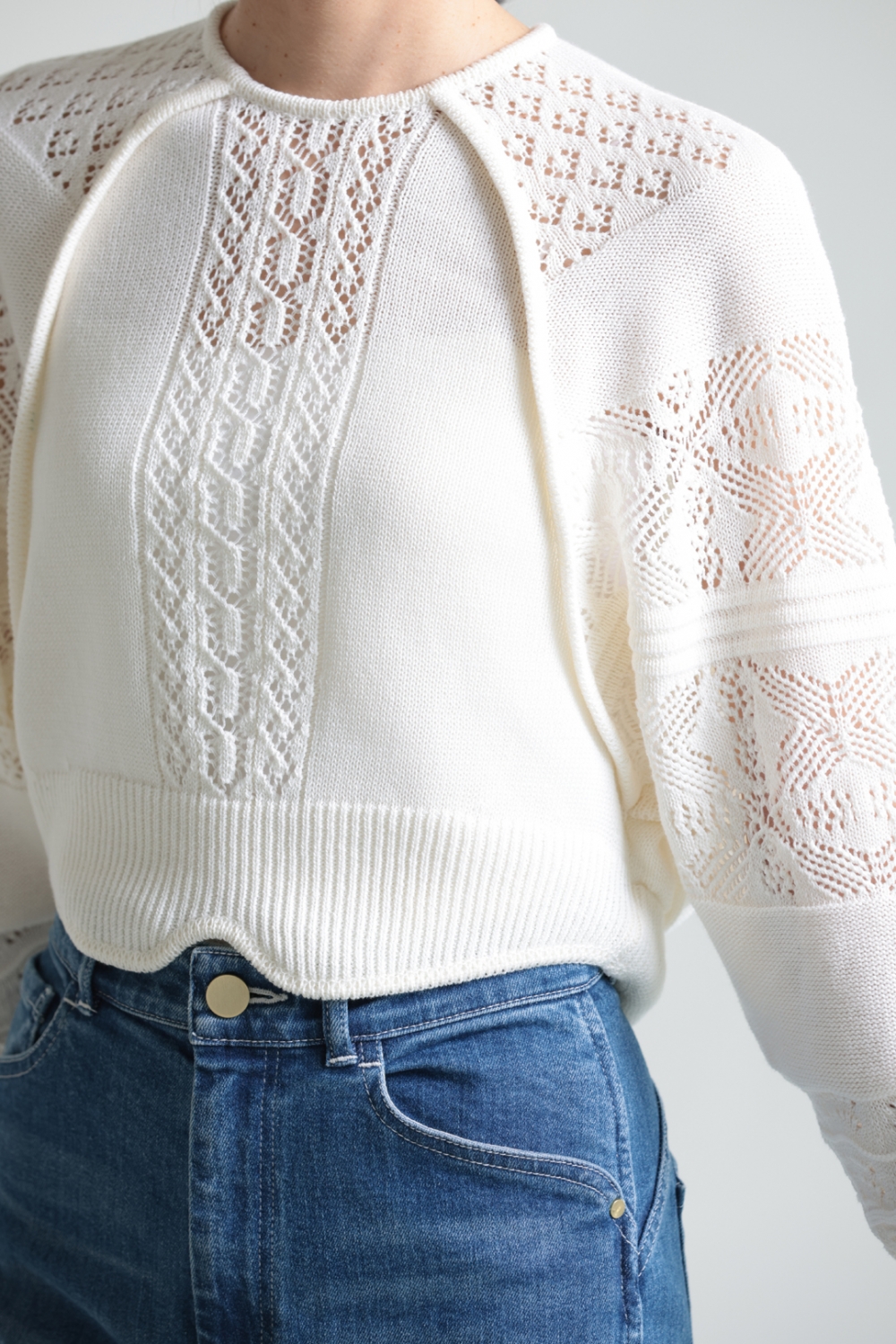 mame - mame ニットレーストップス Lace Knitted Top-レースニットトップ-Mame Kurogouchi