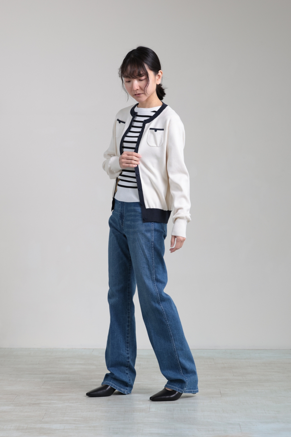 CABaN(キャバン) コットンカシミア バイカラークルーネック