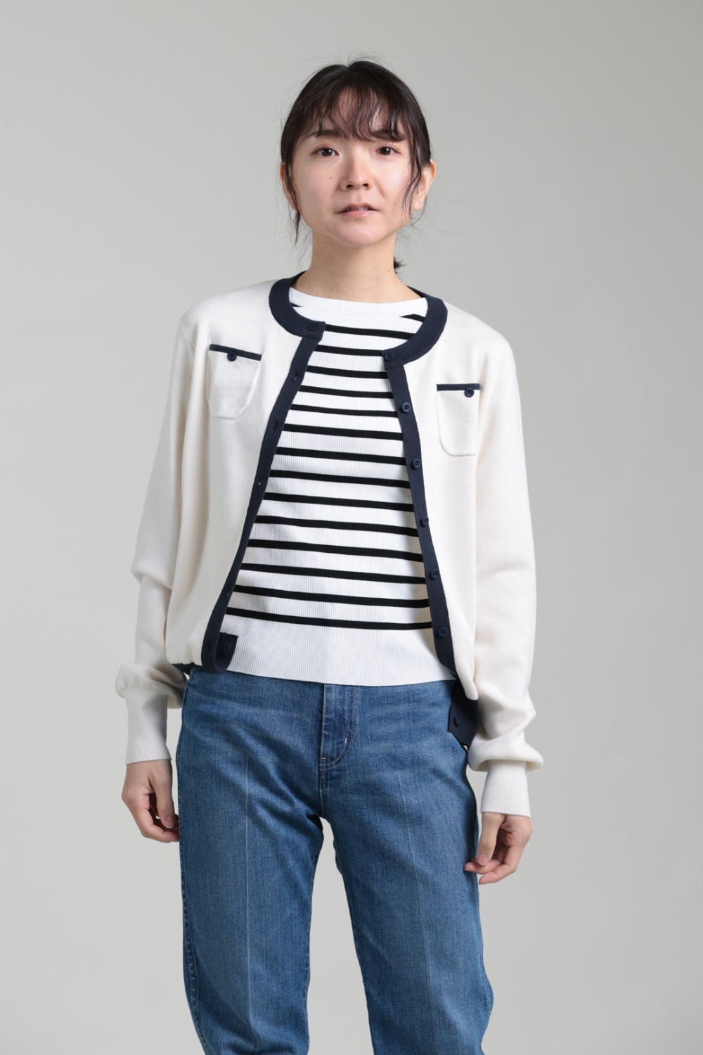 CABaN(キャバン) コットンカシミア バイカラークルーネック