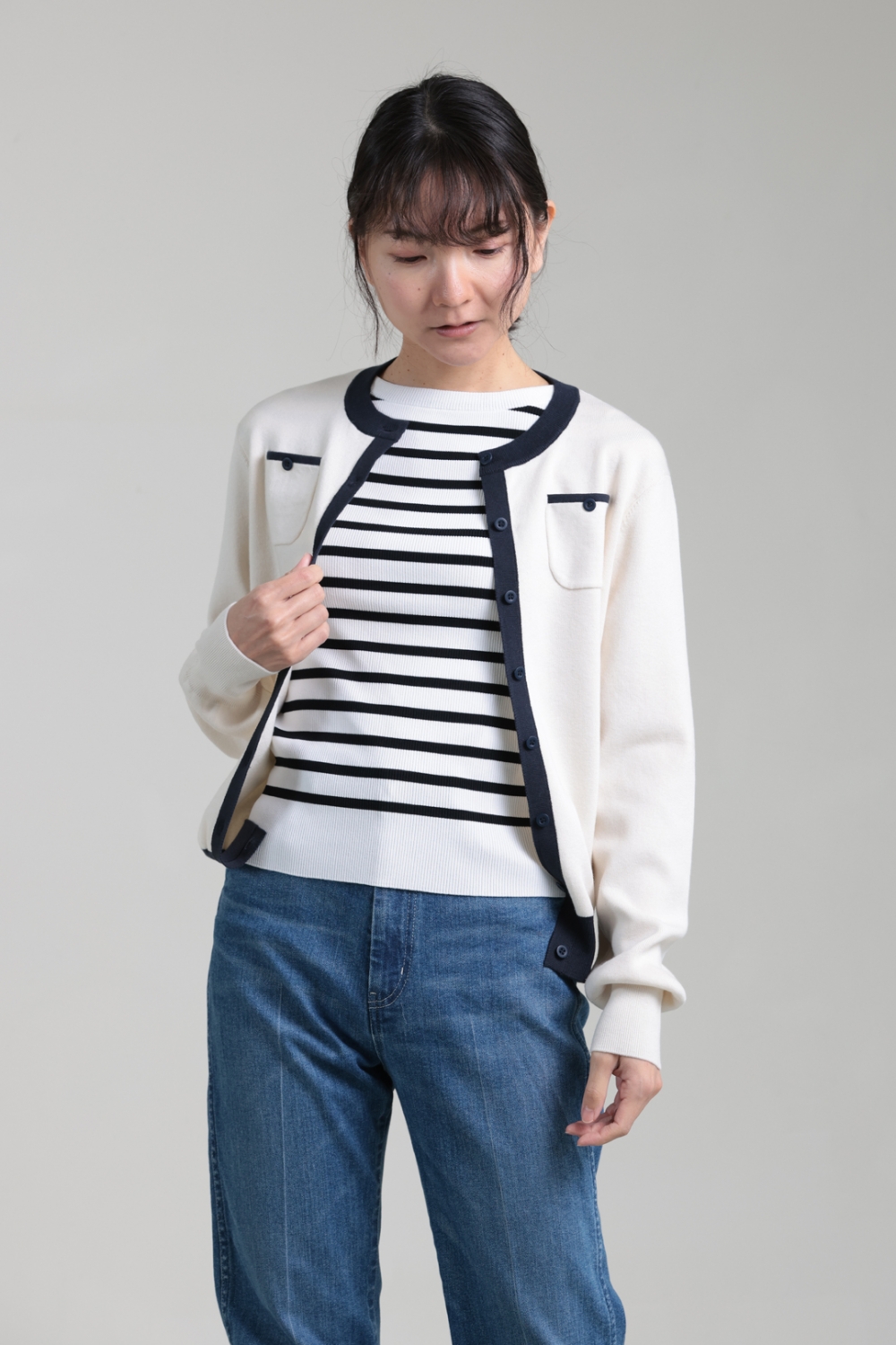 CABaN(キャバン) コットンカシミア バイカラークルーネック