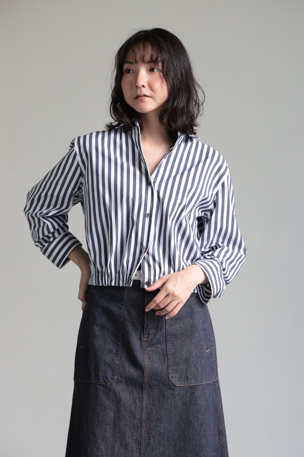 トップス Theory Awning Stripe Fixed Sleeve Shirt Theory(セオリー) Awning Stripe Fixed Sleeve Shirt ＆ MOD DENIM UTL