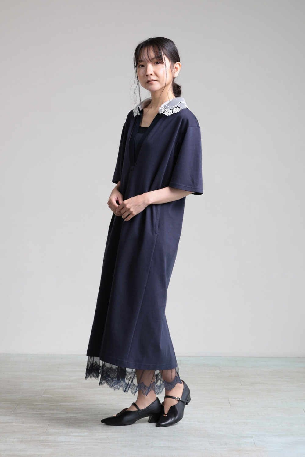 美品　ミュベール muveil パールチノスカート　パールボタン　ネイビー　36 MUVEIL（ミュベール） | YAMAROKU New Arrival