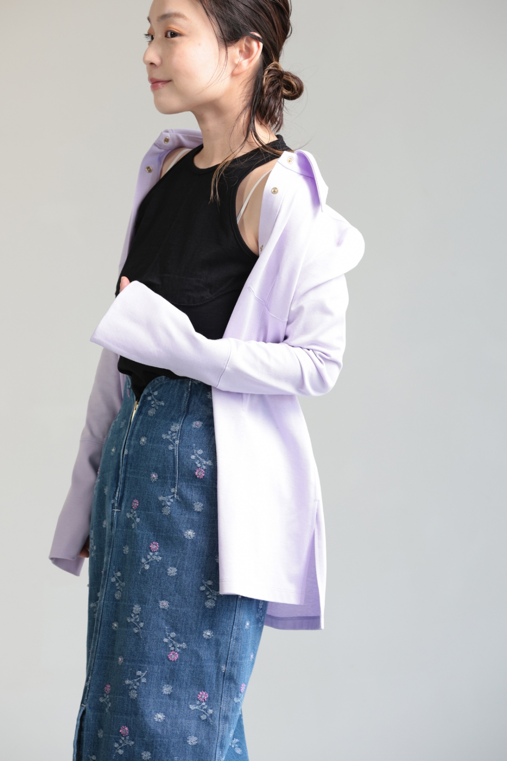 Mame Kurogouchi マメ　Cotton Jersey Top Mame Kurogouchi(マメ) Cotton Jersey French Sleeve Top BLACK