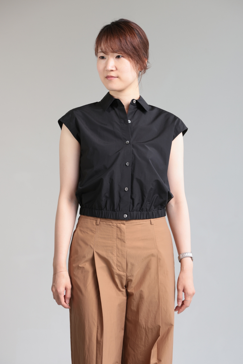 Theory(セオリー) Soft Lawn キャップスリーブブラウス＆ボタン