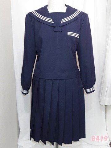 セーラー服冬服165A肩丈41cm袖丈58cm着丈48cmプリーツスカート63 よろし