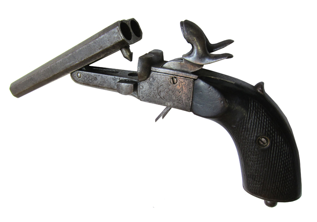 特別出品！水平二連式元込めピン打ち銃砲・短筒の大珍品！幕末の二連発・元込め式銃・からくり完動品・箱付き・希少な古式銃 Yahoo!オークション - 古美術 時代武具 管打ち式銃砲 水平二連式銃 22.