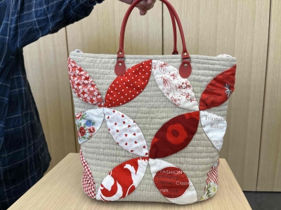 パッチワークキルト オレンジピールのパターン トートバッグ ハンドメイド オレンジピールのバッグ、ハートでタぺ | キルト工房 志布（シフ）の