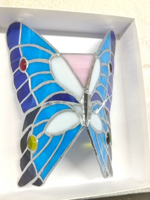 蝶々のステンドグラスのランプ ☄ヴィンテージ ステンドランプ